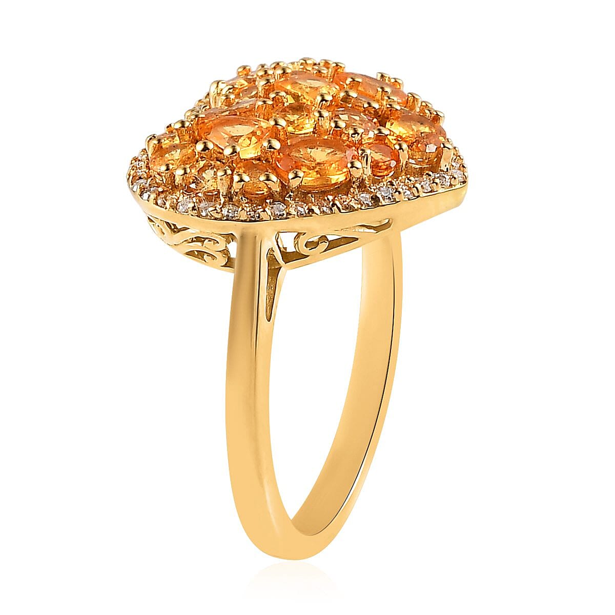 Viceroy Spessartine Garnet and Moissanite Heart Ring in Vermeil Yellow Gold Over Sterling Silver (Size 10.0) 2.65 ctw