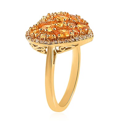 Viceroy Spessartine Garnet and Moissanite Heart Ring in Vermeil Yellow Gold Over Sterling Silver (Size 10.0) 2.65 ctw