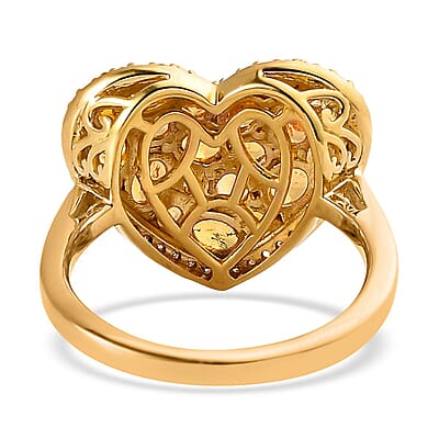 Viceroy Spessartine Garnet and Moissanite Heart Ring in Vermeil Yellow Gold Over Sterling Silver (Size 10.0) 2.65 ctw