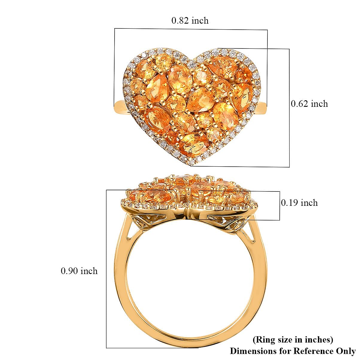 Viceroy Spessartine Garnet and Moissanite Heart Ring in Vermeil Yellow Gold Over Sterling Silver (Size 10.0) 2.65 ctw