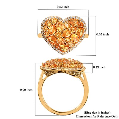 Viceroy Spessartine Garnet and Moissanite Heart Ring in Vermeil Yellow Gold Over Sterling Silver (Size 10.0) 2.65 ctw