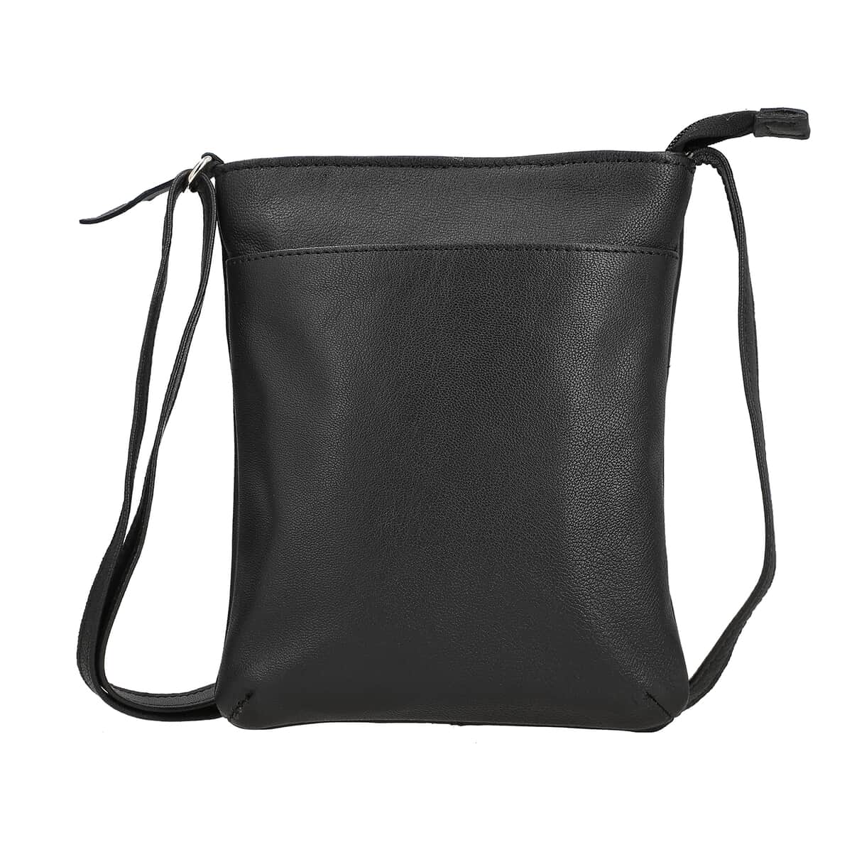 100% Genuine Leather Crossbody Bags  Size:7 L x 8.5 Hinch  Color: Black image number 0