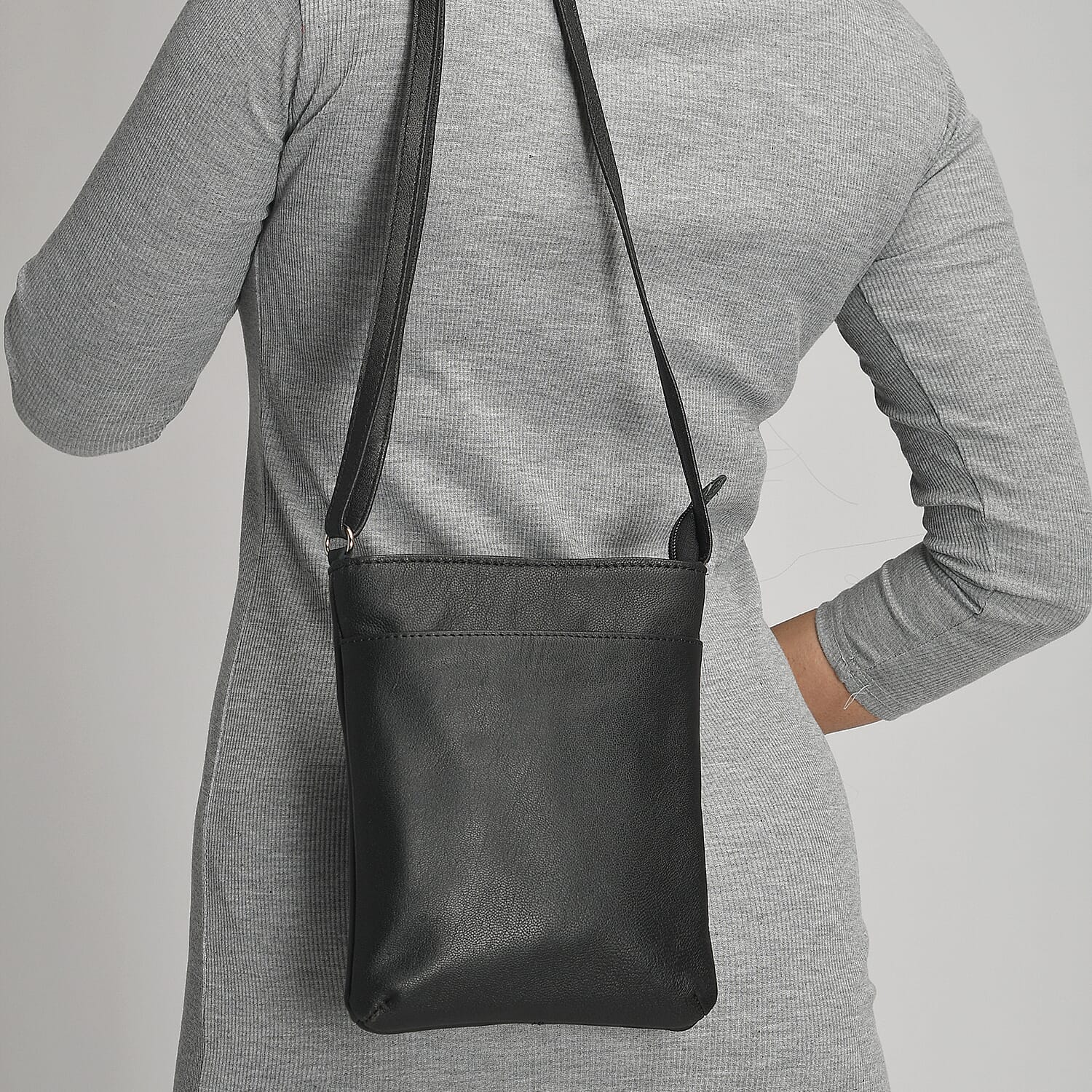 Black Color Genuine Leather Crossbody Bag