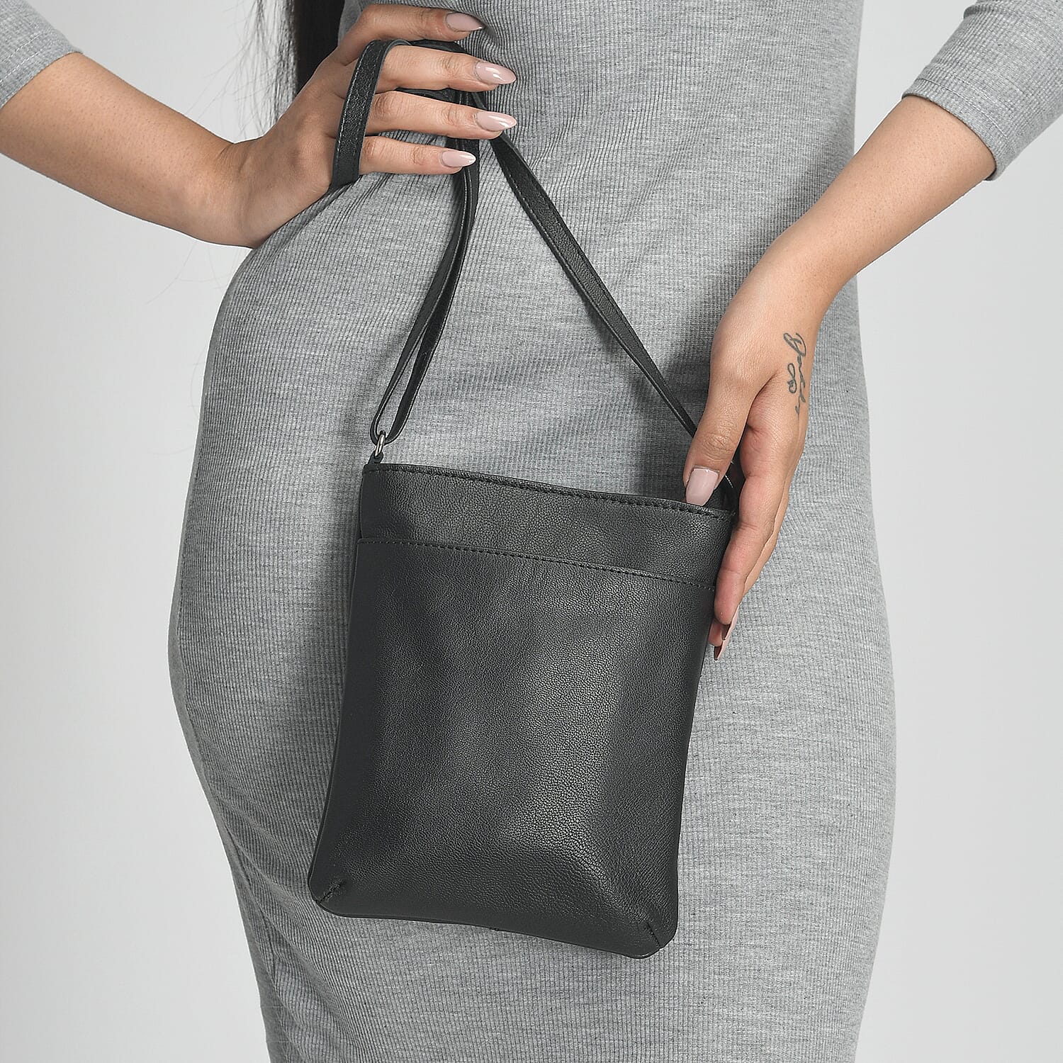 Black Color Genuine Leather Crossbody Bag
