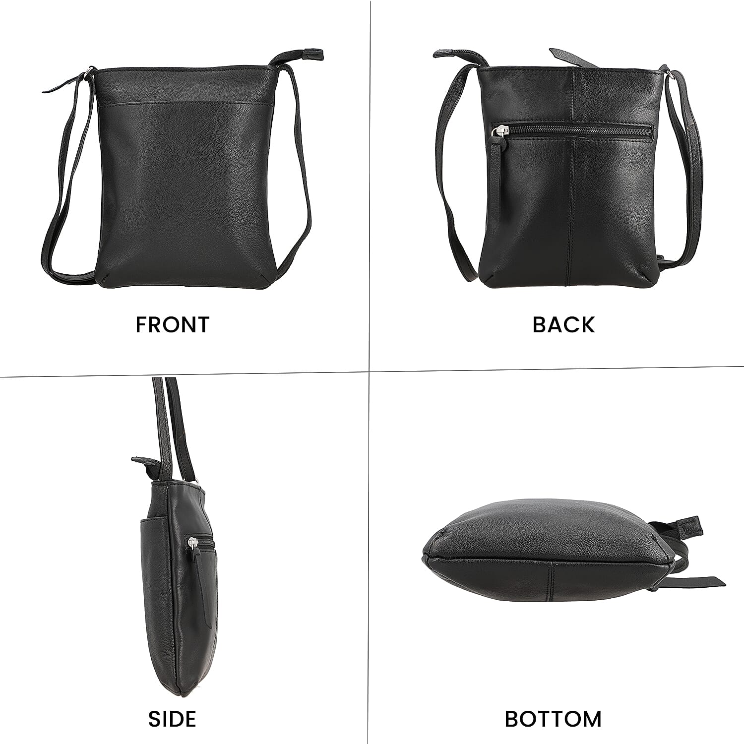 Black Color Genuine Leather Crossbody Bag