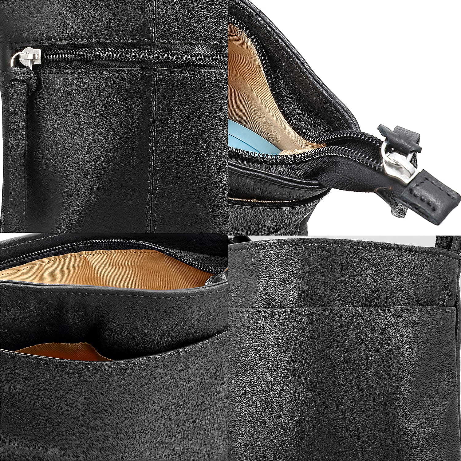 Black Color Genuine Leather Crossbody Bag