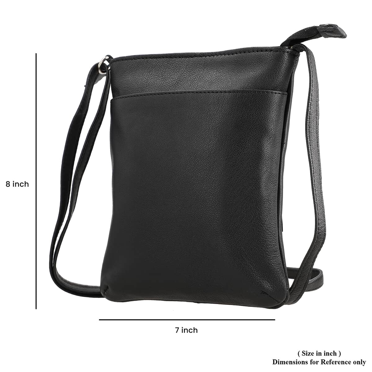 100% Genuine Leather Crossbody Bags  Size:7 L x 8.5 Hinch  Color: Black image number 6