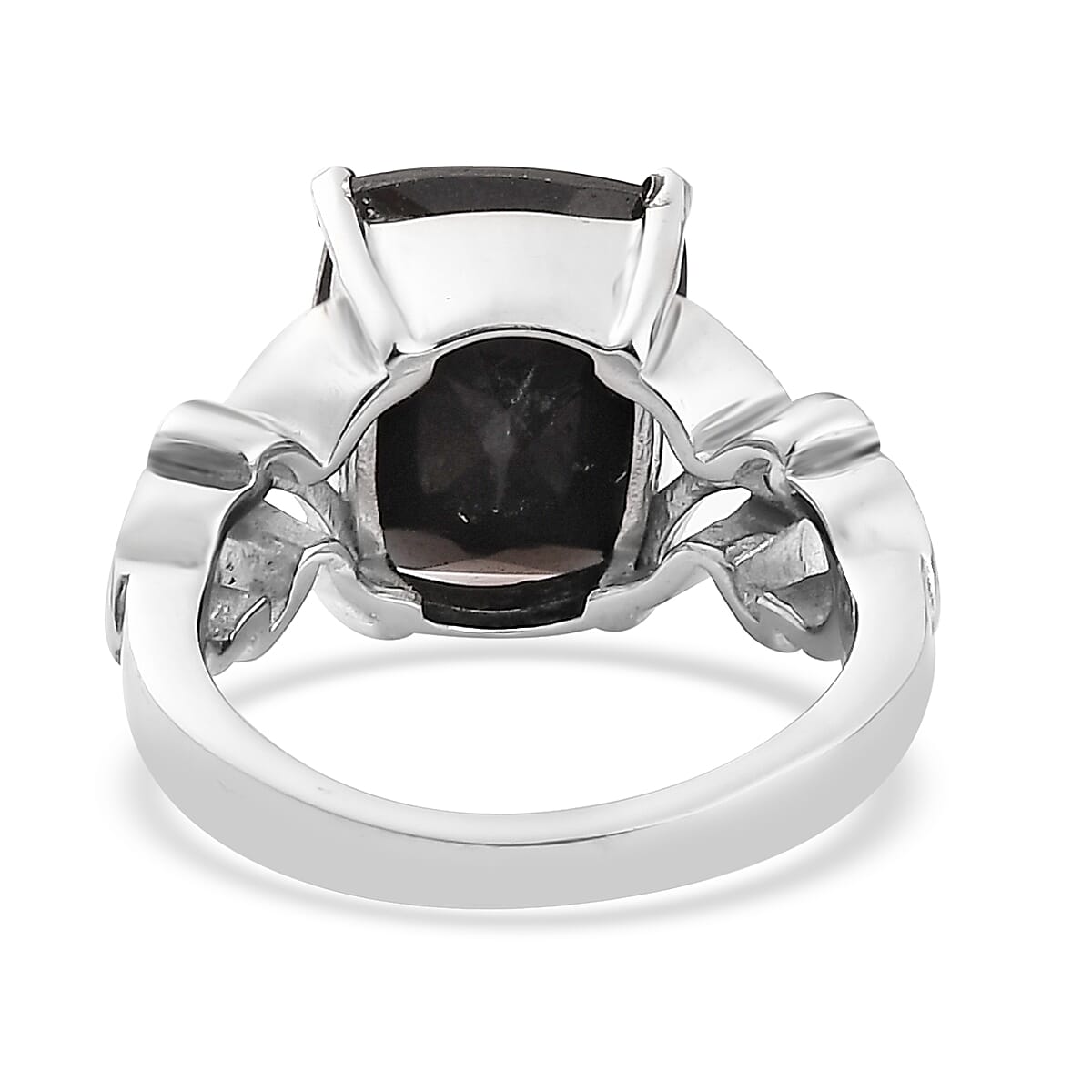 Australian Black Tourmaline Solitaire Ring in Stainless Steel 6.15 ctw image number 4