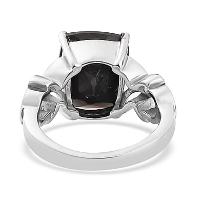 Australian Black Tourmaline Solitaire Ring in Stainless Steel (Size 10.0) 5.85 ctw