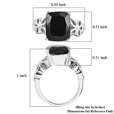Australian Black Tourmaline Solitaire Ring in Stainless Steel (Size 10.0) 5.85 ctw