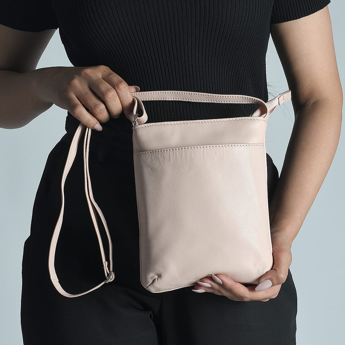 Peach Color Genuine Leather Crossbody Bag image number 2