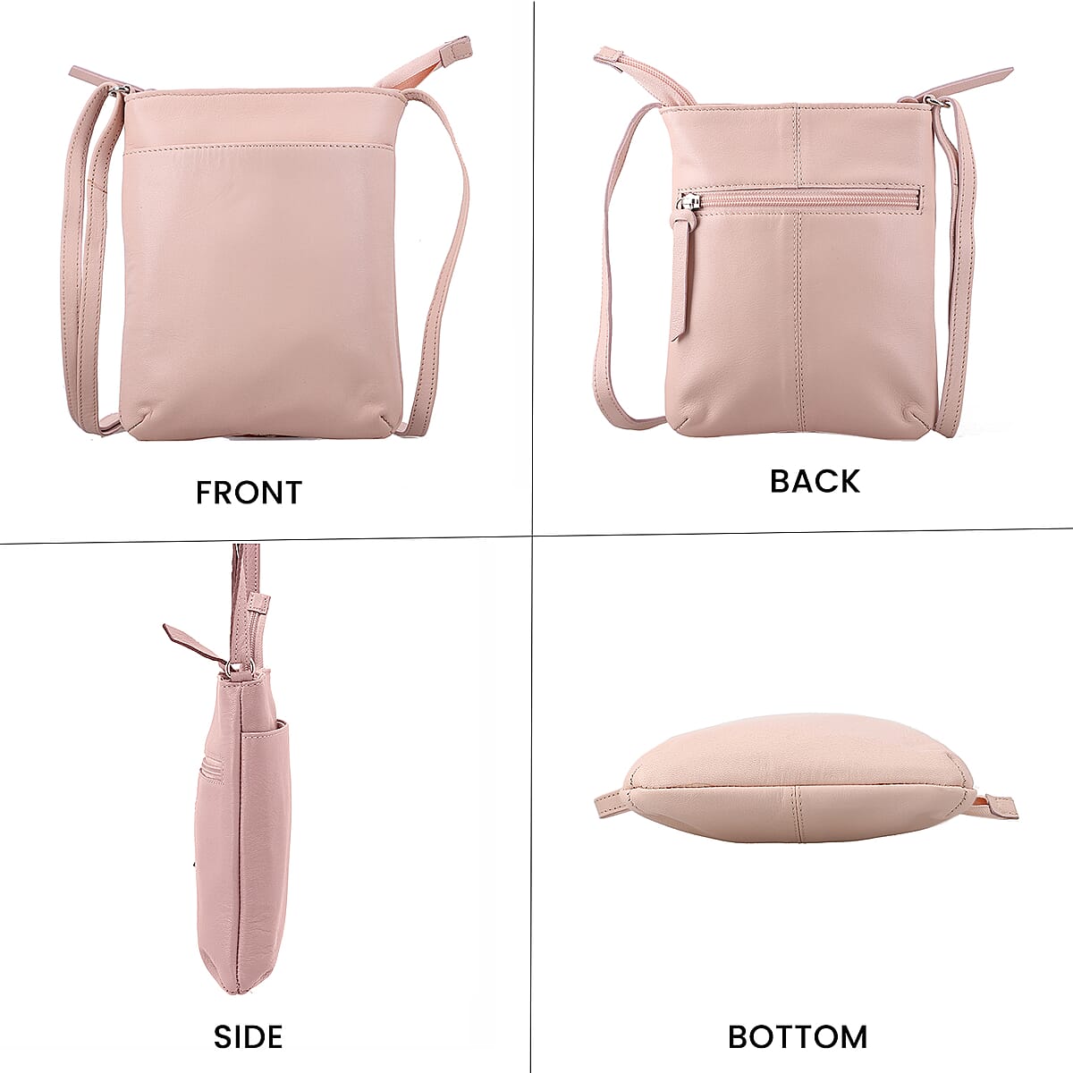 Peach Color Genuine Leather Crossbody Bag image number 3