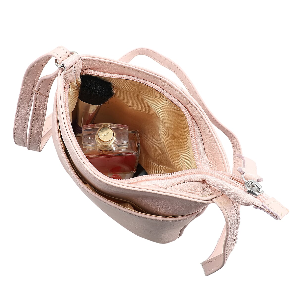 Peach Color Genuine Leather Crossbody Bag image number 4