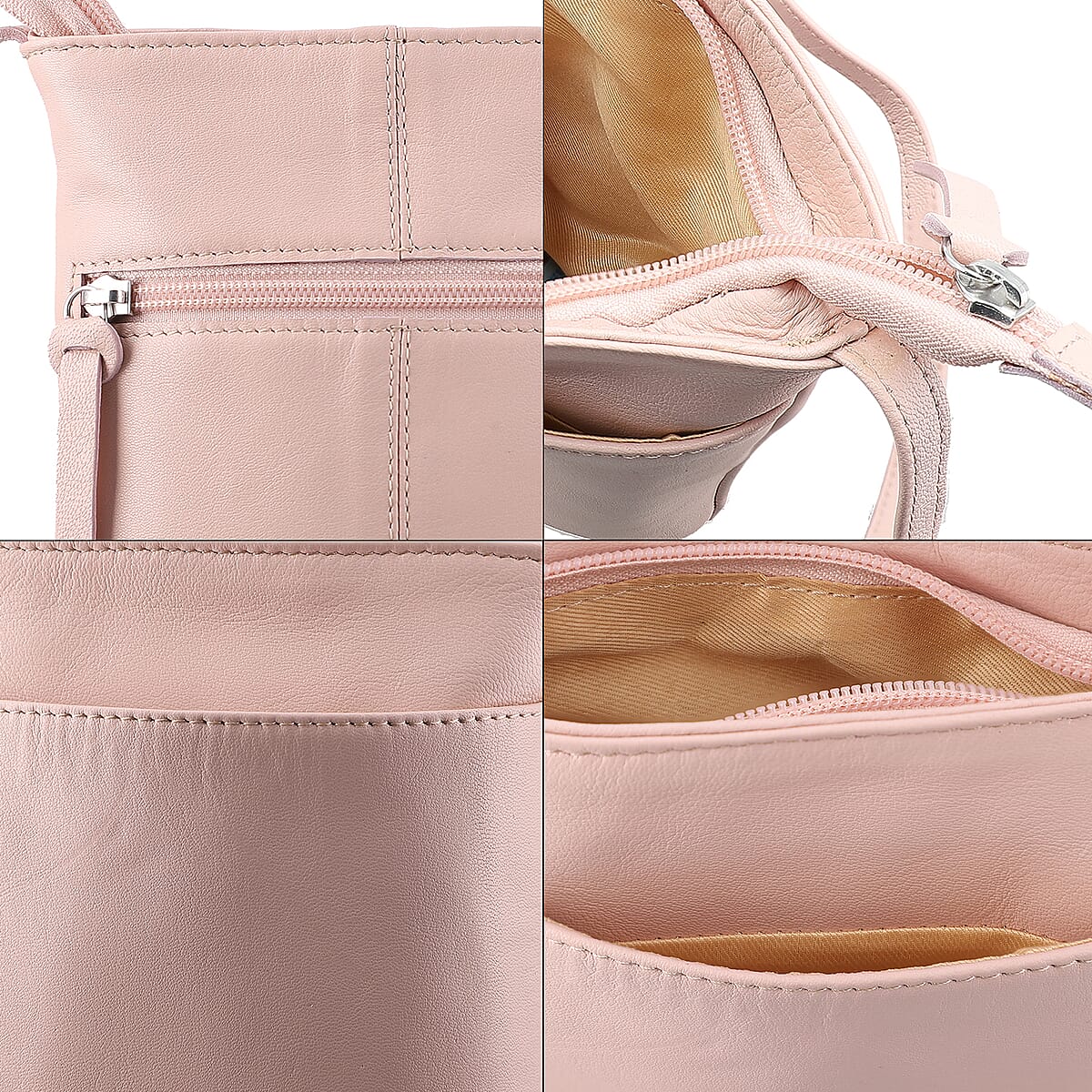Peach Color Genuine Leather Crossbody Bag image number 5