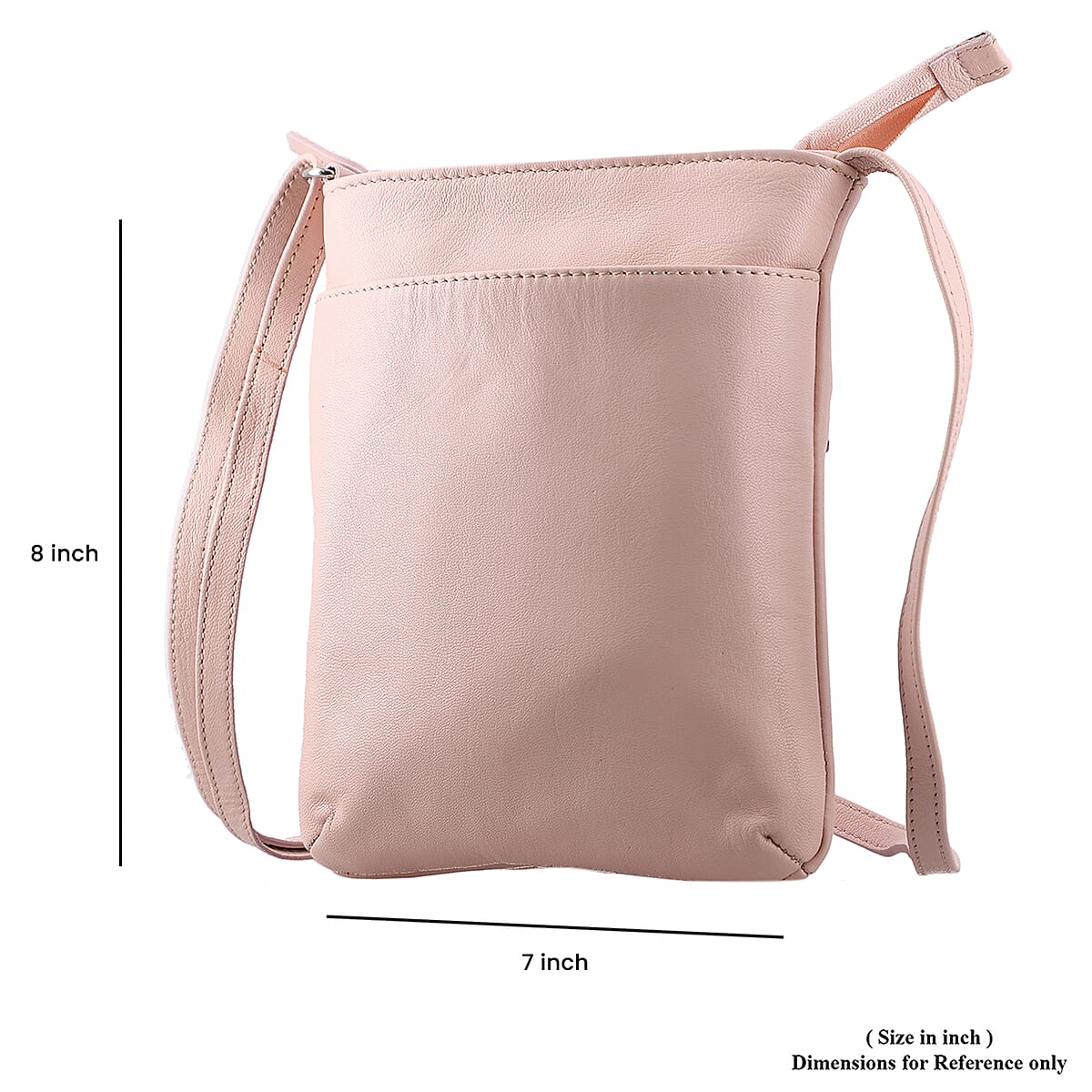 Peach Color Genuine Leather Crossbody Bag image number 6
