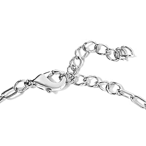 Karis Multi Gemstone Paper Clip Chain Station Bracelet in Platinum Bond (6.50-8.50In) 3.10 ctw