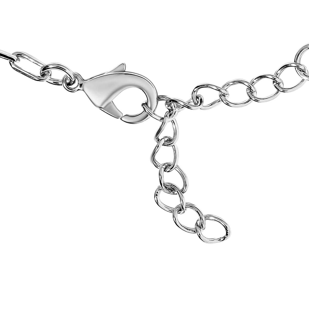 Karis Multi Gemstone Paper Clip Chain Station Bracelet in Platinum Bond (6.50-8.50In) 3.10 ctw image number 3