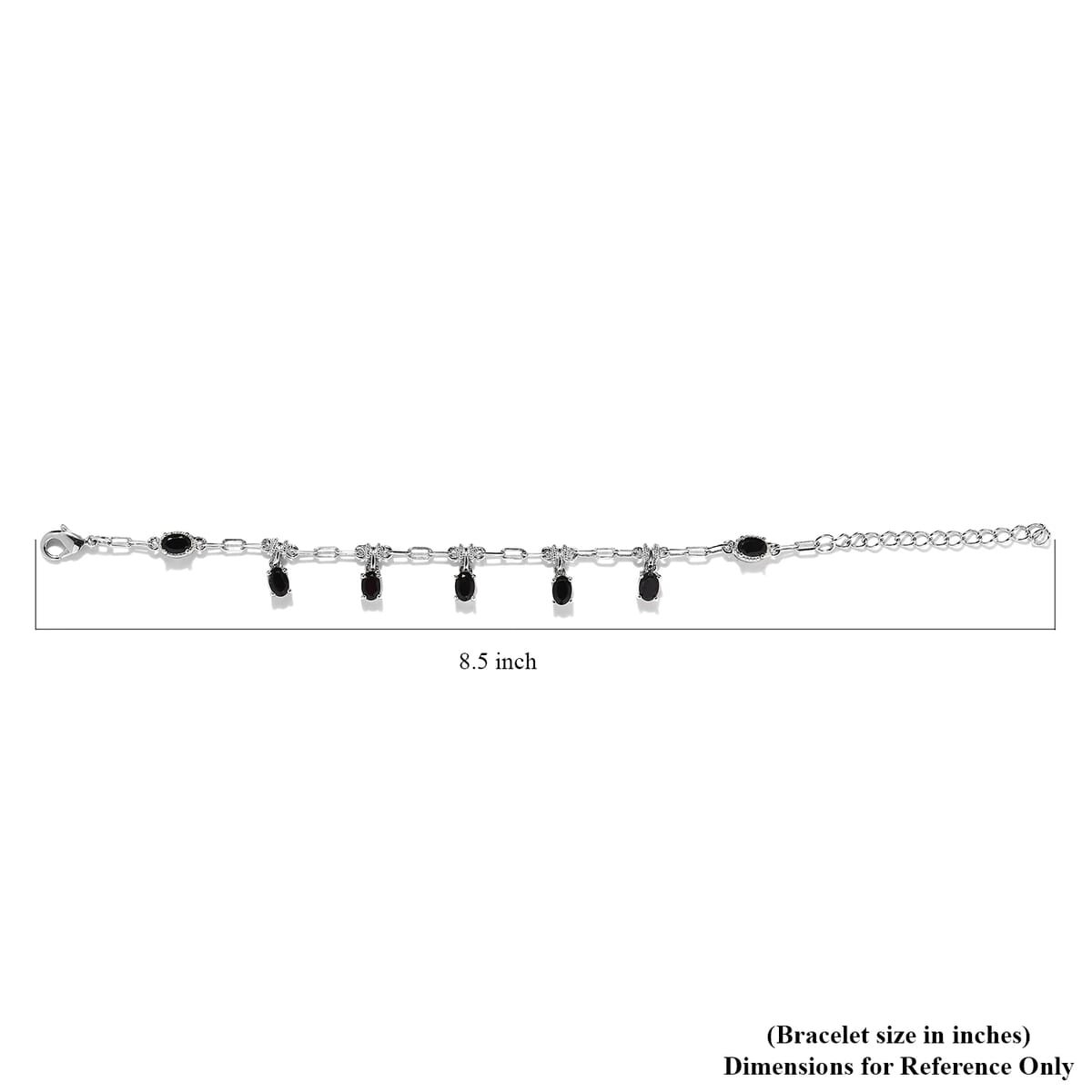 Karis Multi Gemstone Paper Clip Chain Station Bracelet in Platinum Bond (6.50-8.50In) 3.10 ctw image number 4