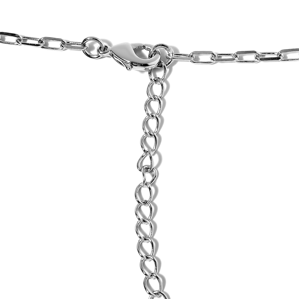 Karis Peridot Paper Clip Chain Station Necklace 18-20 Inches in Platinum Bond 3.50 ctw image number 4