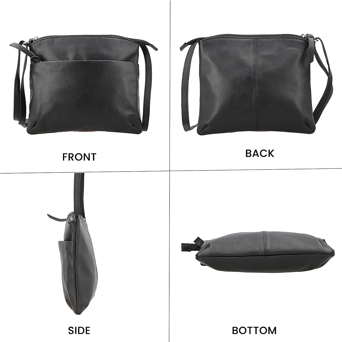 100% Genuine Leather Crossbody Bags  Size: 9 L x 8H  inch  Color: Black image number 3