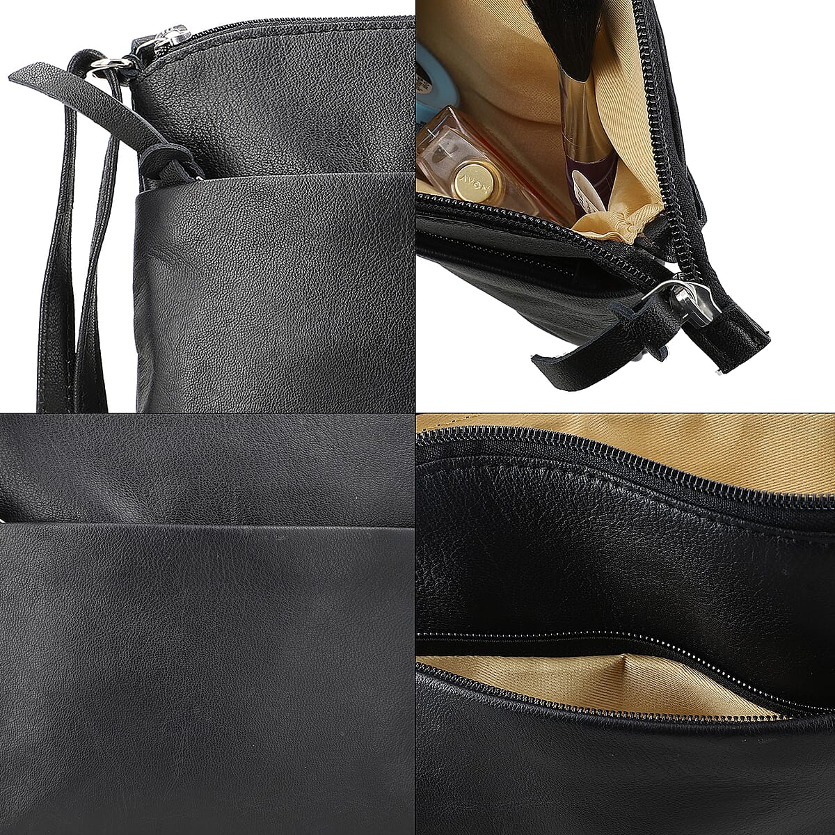 100% Genuine Leather Crossbody Bags  Size: 9 L x 8H  inch  Color: Black image number 5