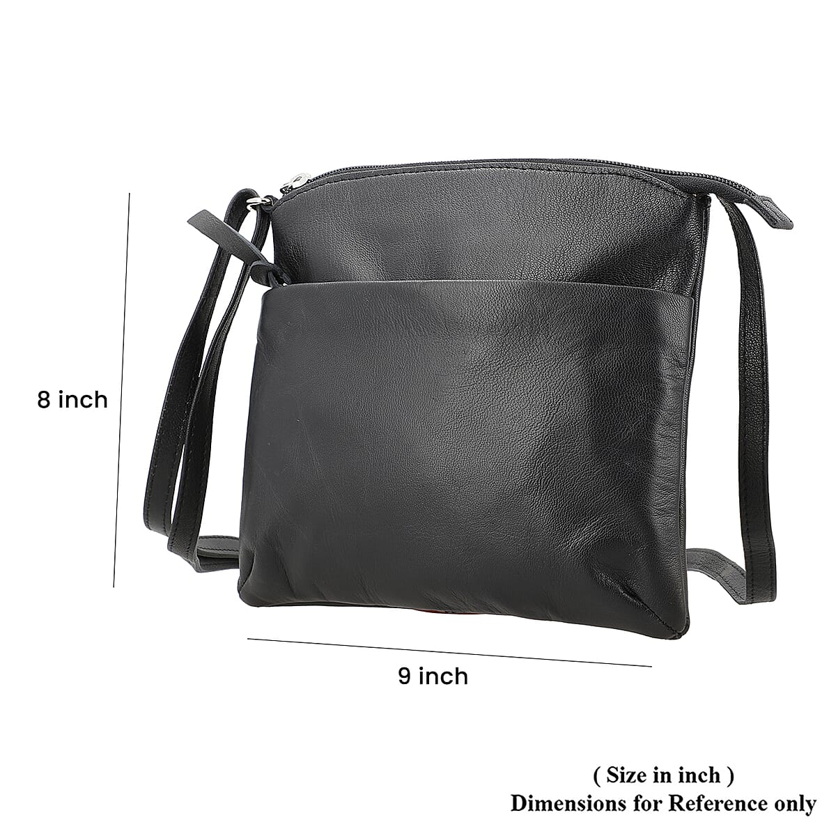 100% Genuine Leather Crossbody Bags  Size: 9 L x 8H  inch  Color: Black image number 6