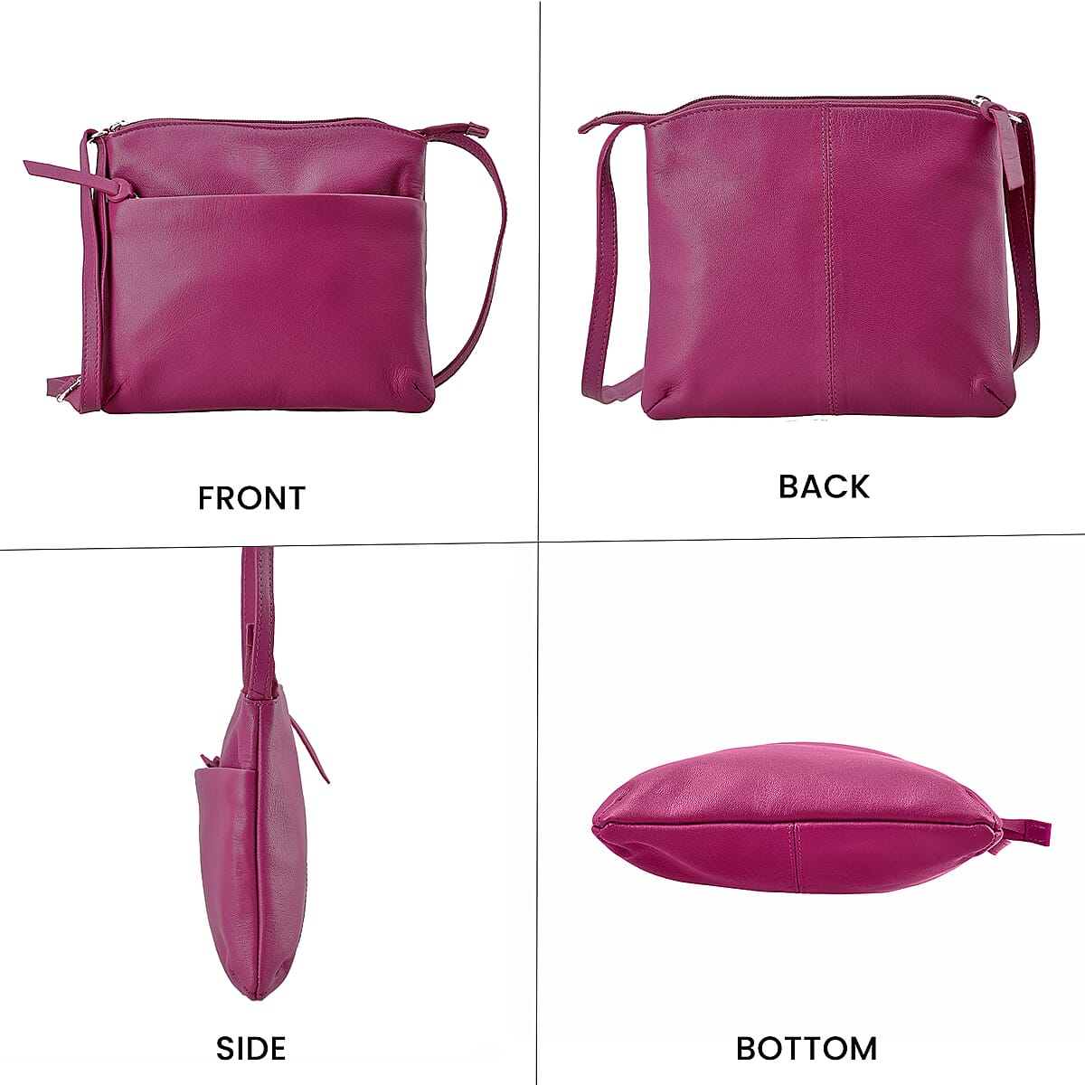 Magenta Color Genuine Leather Crossbody Bag image number 3