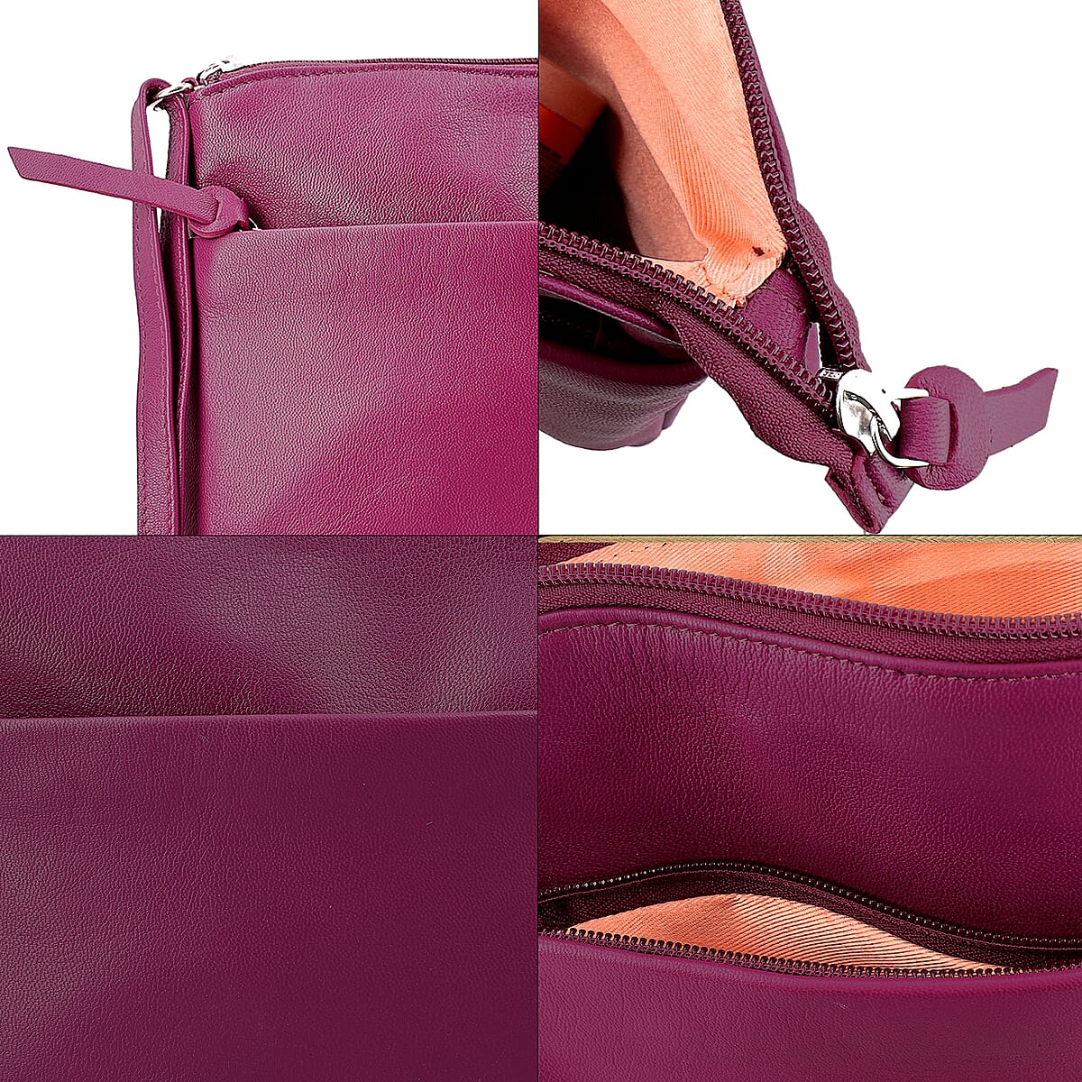 Magenta Color Genuine Leather Crossbody Bag image number 5