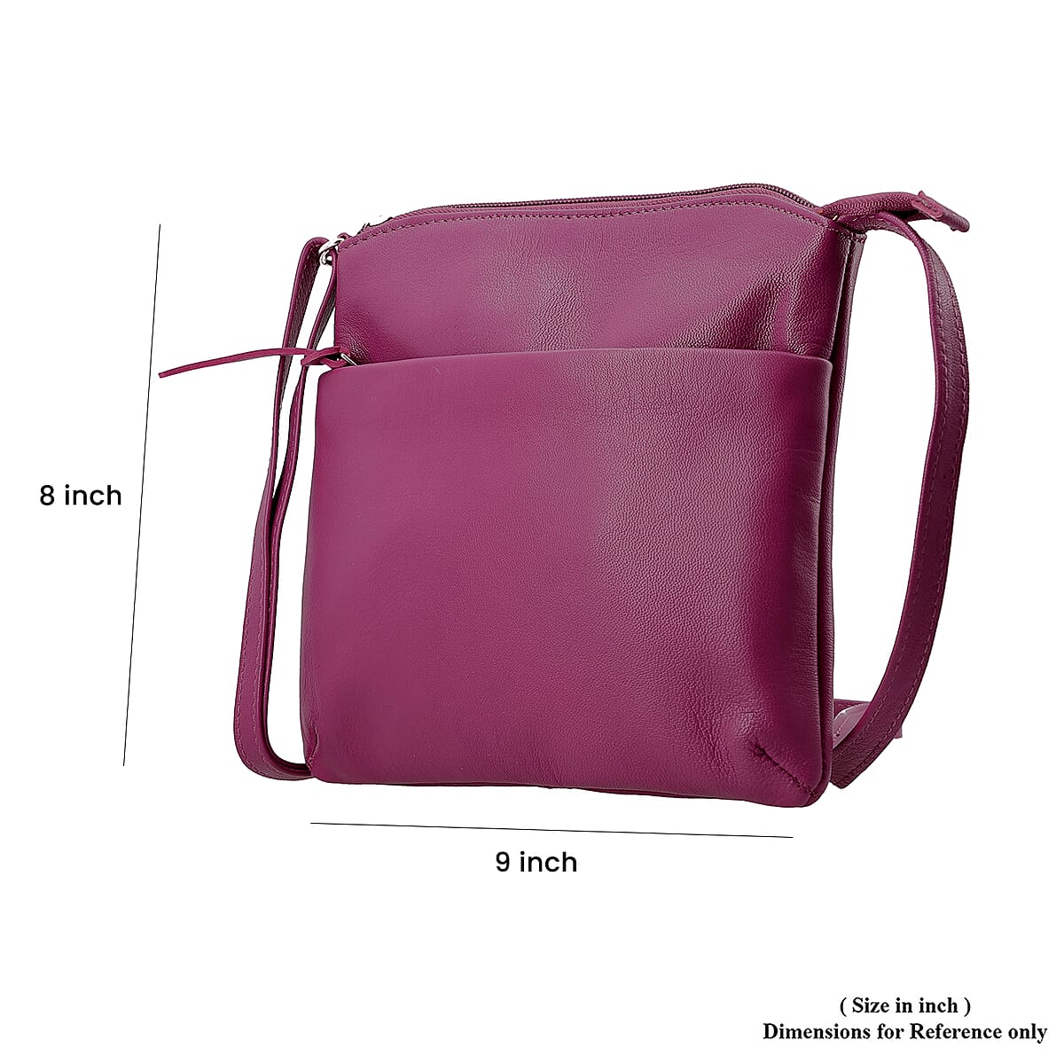 Magenta Color Genuine Leather Crossbody Bag image number 6