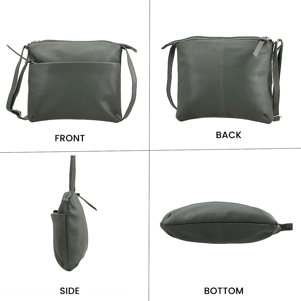 Green Color Genuine Leather Crossbody Bag image number 3