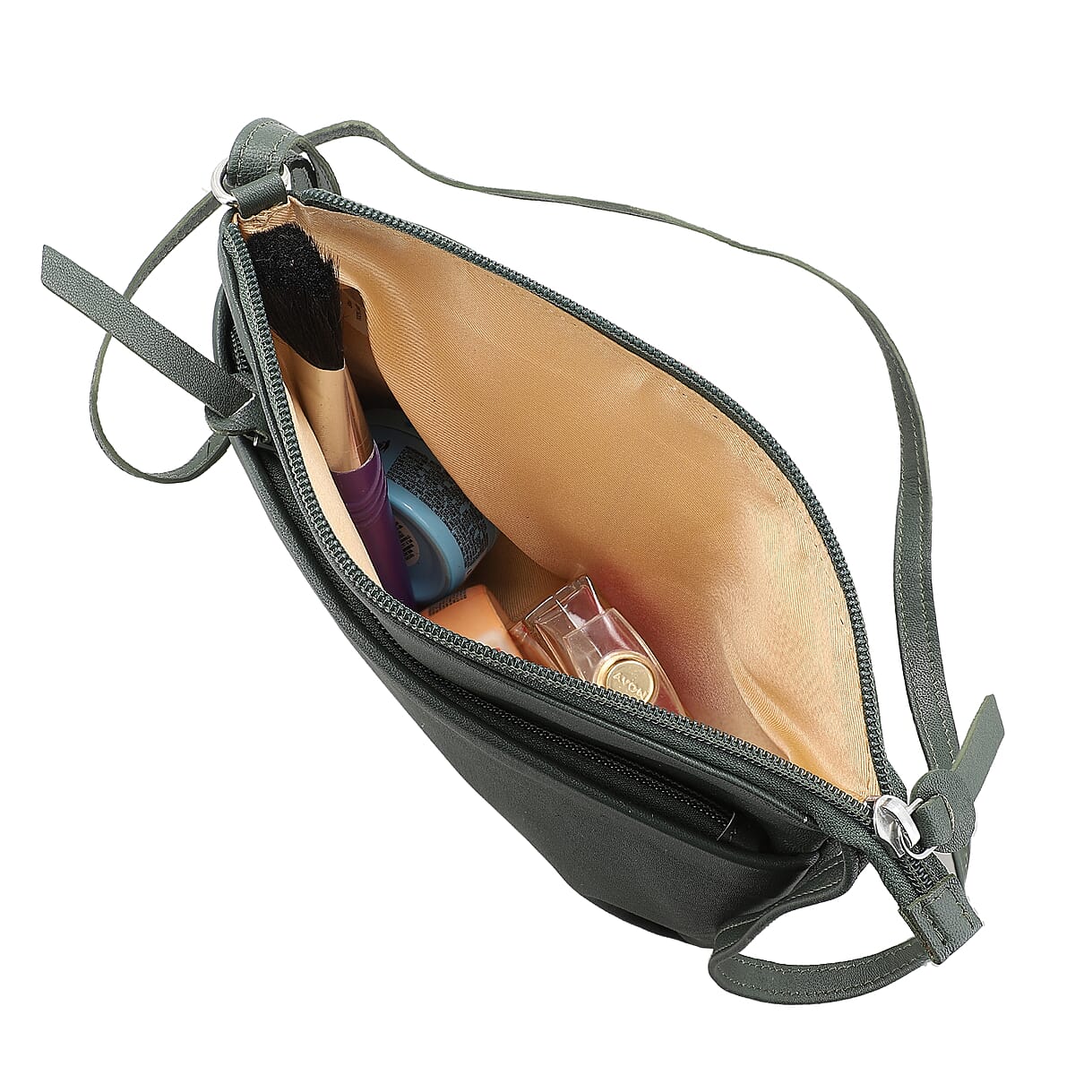 Green Color Genuine Leather Crossbody Bag image number 4