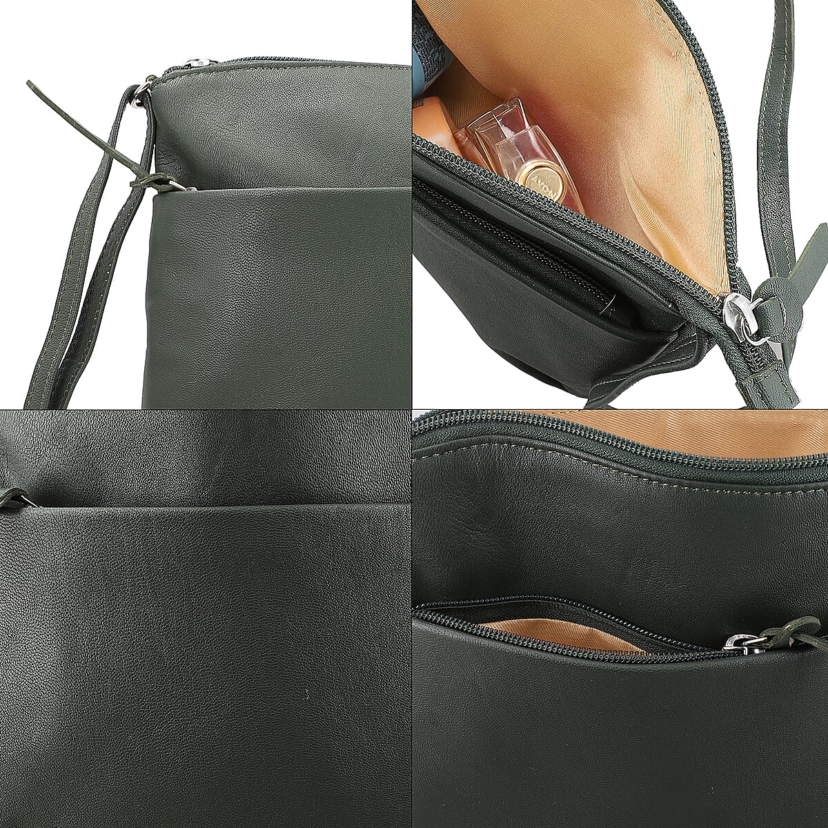 Green Color Genuine Leather Crossbody Bag image number 5