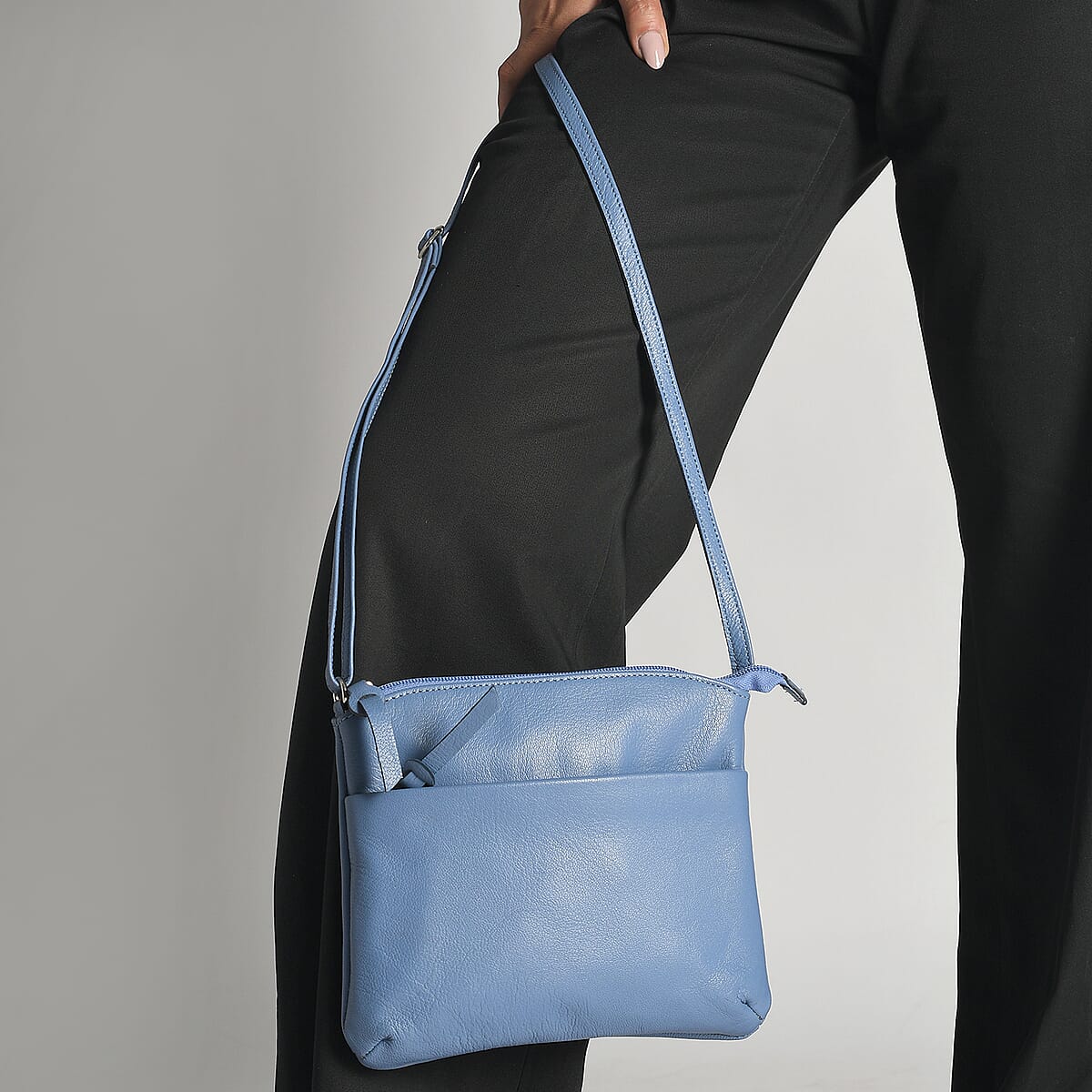 Light Blue Color Genuine Leather Crossbody Bag image number 1