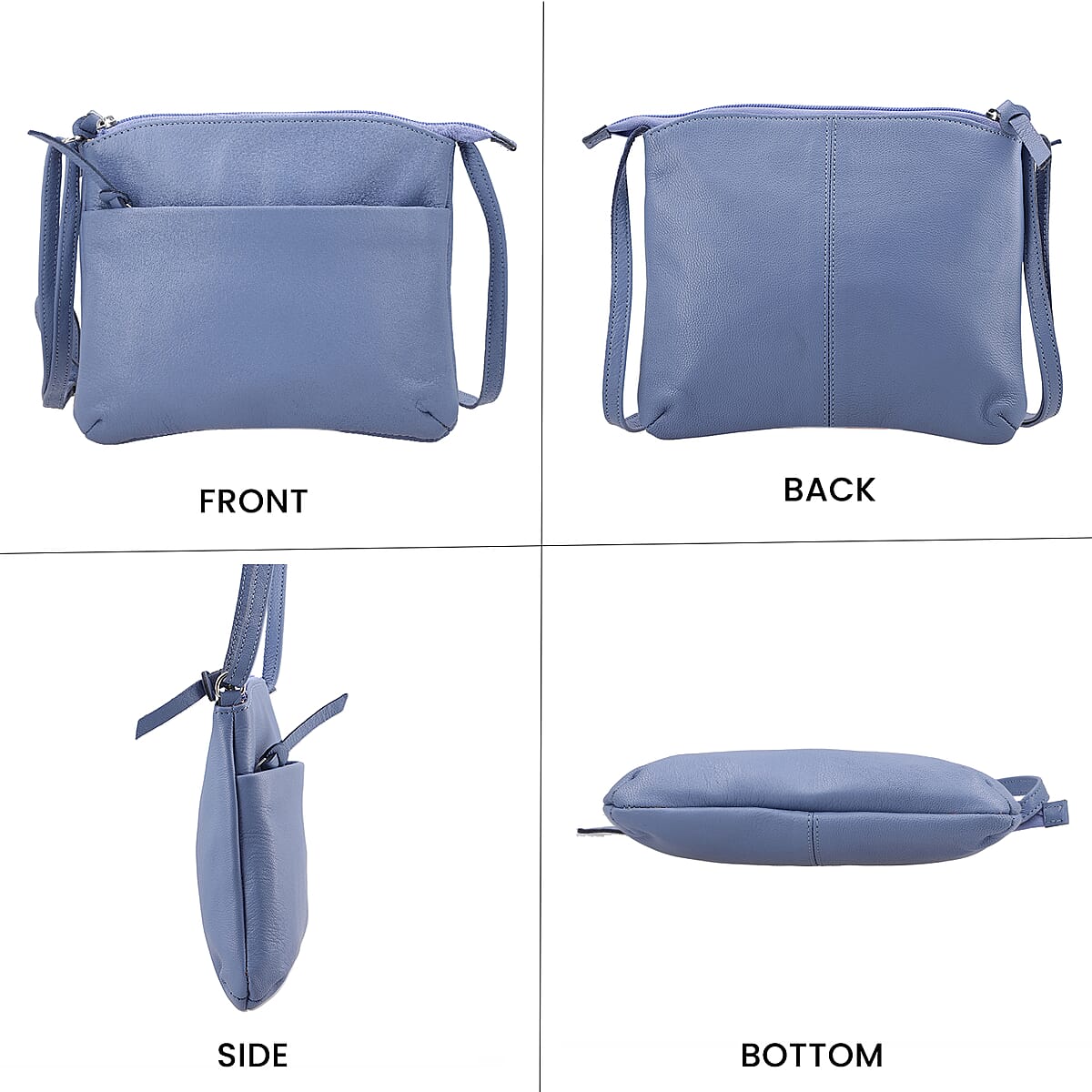 Light Blue Color Genuine Leather Crossbody Bag image number 3