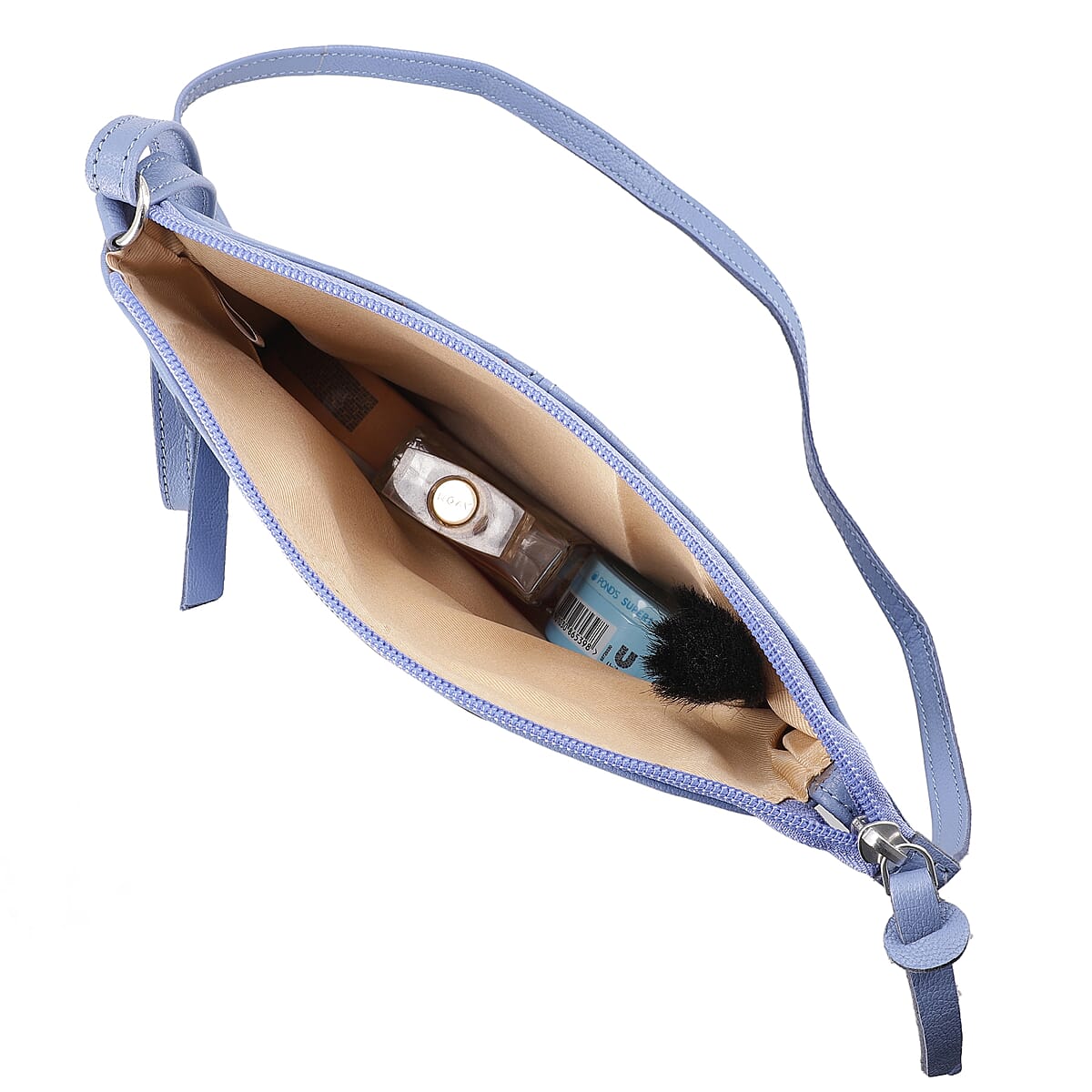 Light Blue Color Genuine Leather Crossbody Bag image number 4