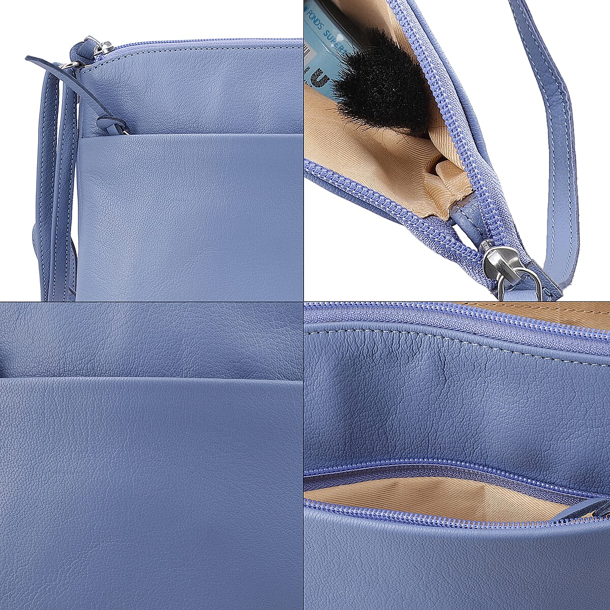 Light Blue Color Genuine Leather Crossbody Bag image number 5