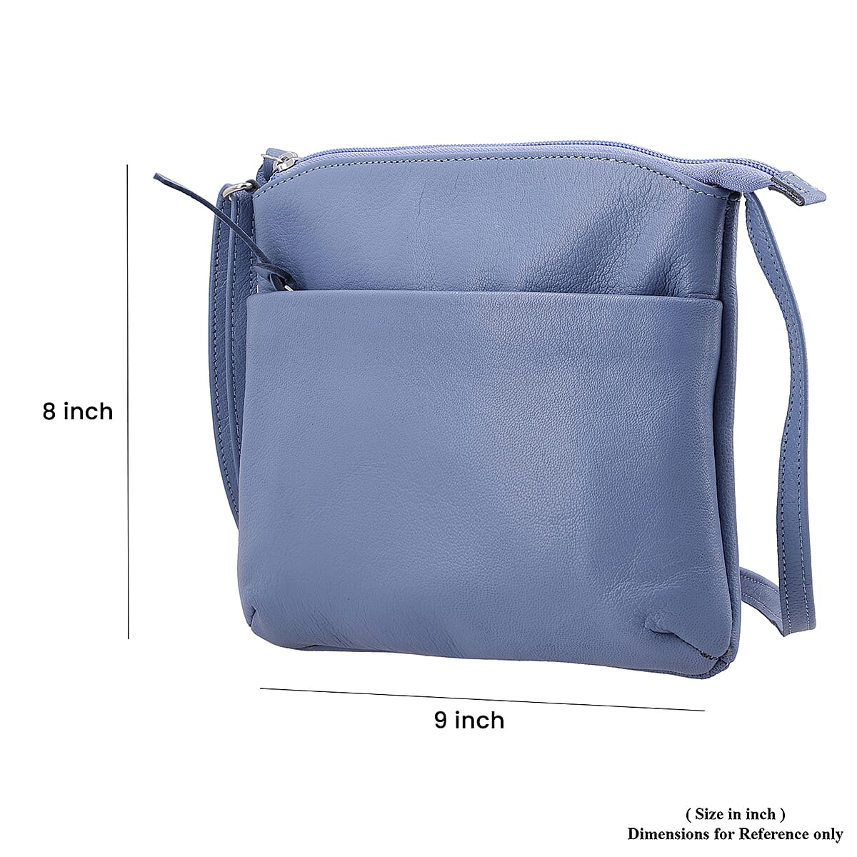 Light Blue Color Genuine Leather Crossbody Bag image number 6