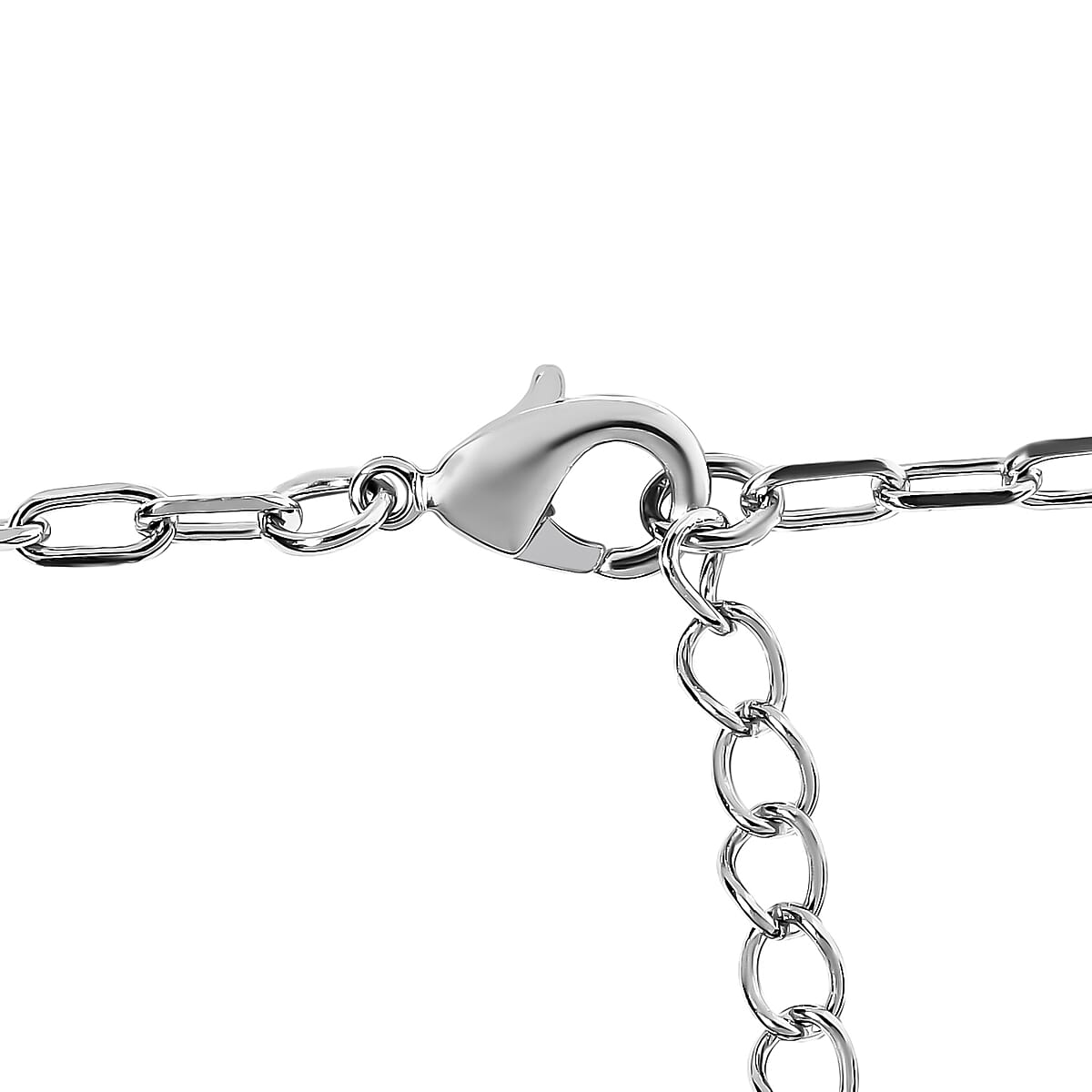 Karis Thai Black Spinel Paper Clip Chain Station Necklace 18-20 Inches in Platinum Bond 3.75 ctw image number 4