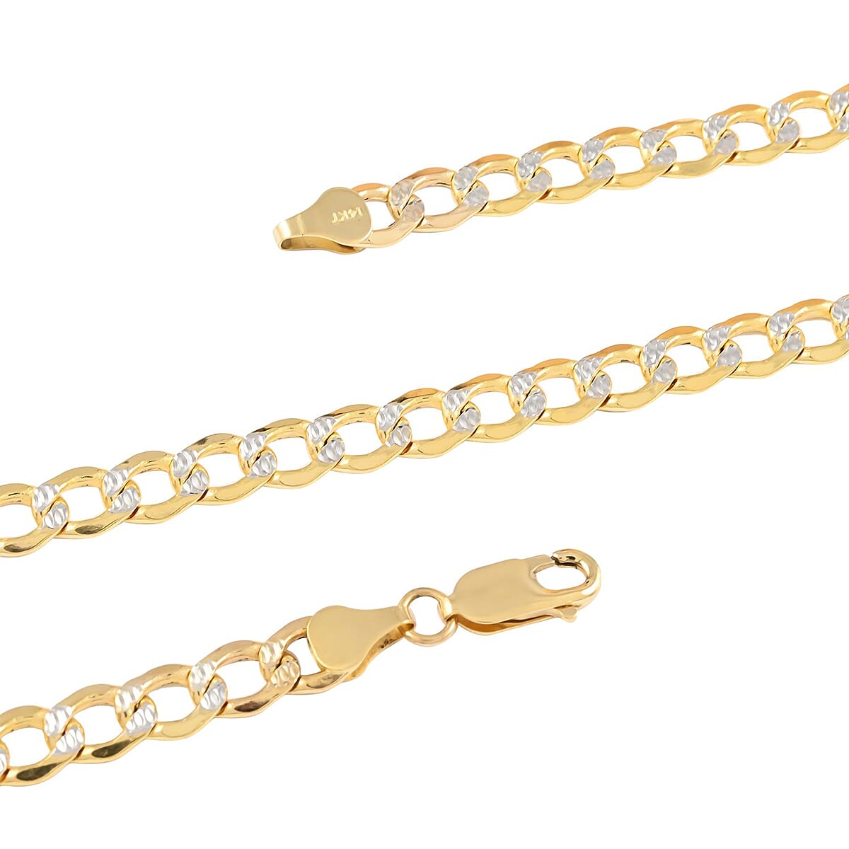 14K Yellow and White Gold 4.3mm Cuban Pave Chain Necklace 20 Inches 7.8 Grams image number 2