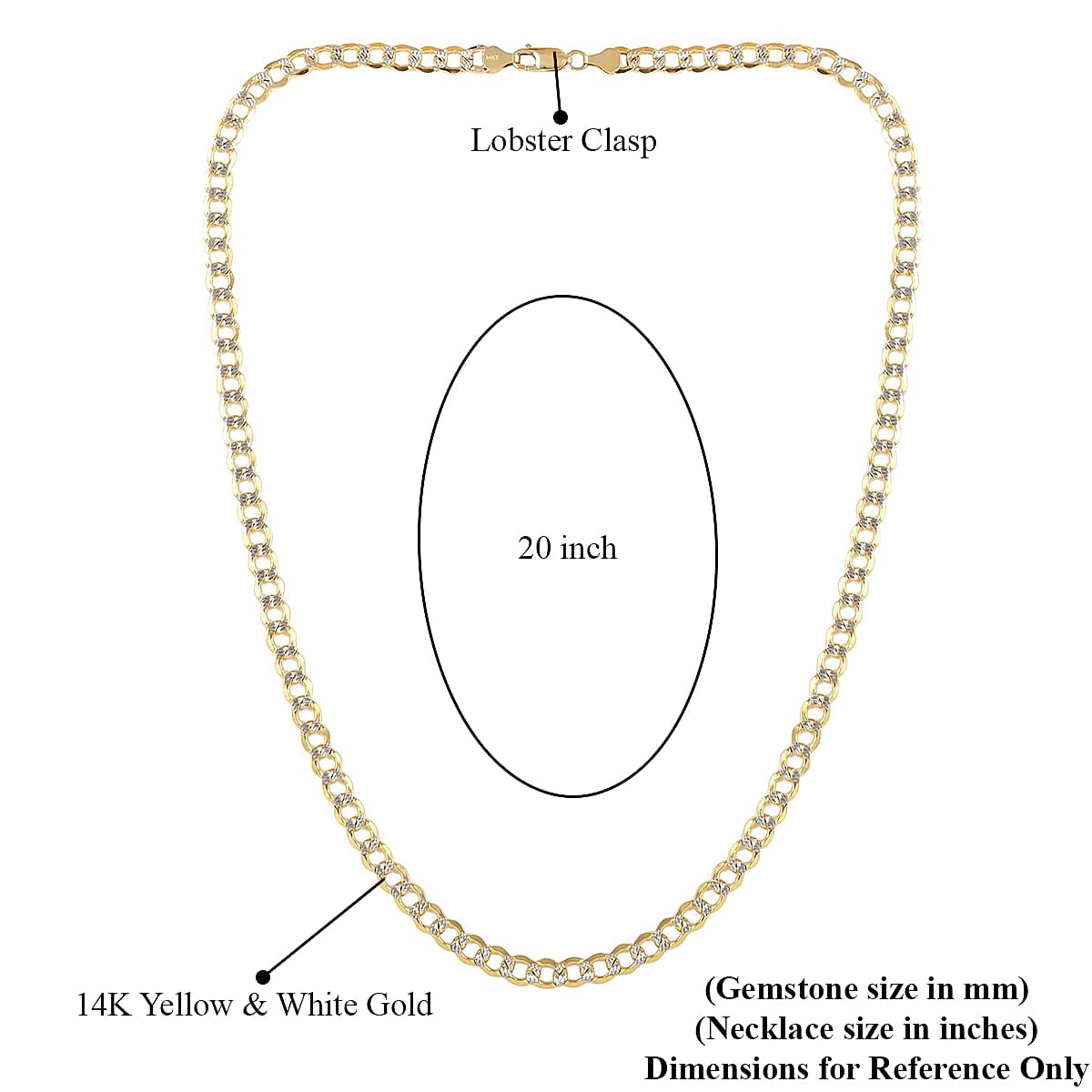 14K Yellow and White Gold 4.3mm Cuban Pave Chain Necklace 20 Inches 7.8 Grams image number 5