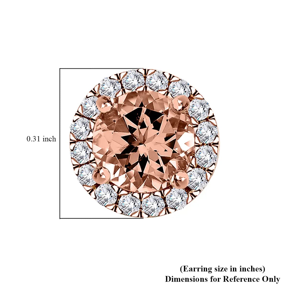 Ankur Treasure Chest Modani 14K Rose Gold Premium Marropino Morganite and Diamond Stud Earrings, Halo Studs, Morganite Earrings, Rose Gold Earrings, Diamond Halo Earrings 1.90 ctw