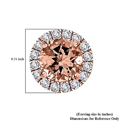 Ankur Treasure Chest Modani 14K Rose Gold Premium Marropino Morganite and Diamond Stud Earrings, Halo Studs, Morganite Earrings, Rose Gold Earrings, Diamond Halo Earrings 1.90 ctw
