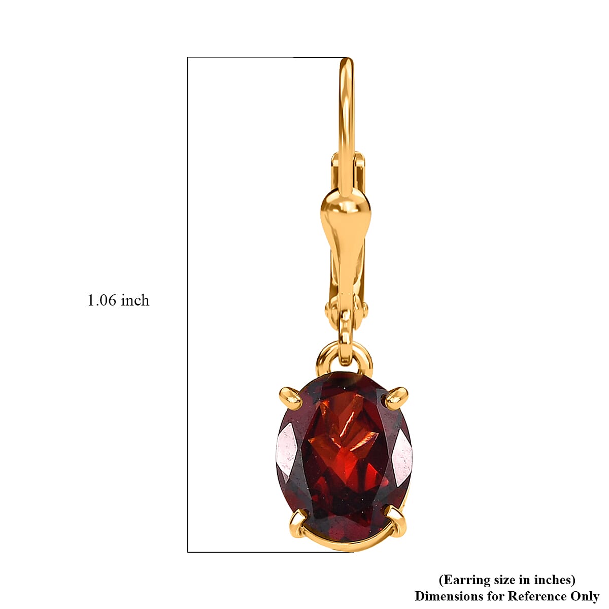 Mozambique garnet Earrings in Vermeil Yellow Gold Plated Sterling Silver, Lever Back Earrings For Women, Solitaire Earrings Silver 4.25 ctw image number 4