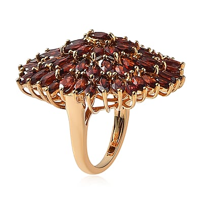 Mozambique Garnet Floral Spary Ring in Vermeil Yellow Gold Over Sterling Silver (Size 10.0) 12.50 ctw
