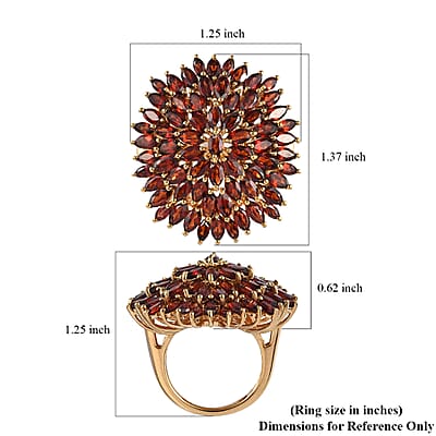Mozambique Garnet Floral Spary Ring in Vermeil Yellow Gold Over Sterling Silver (Size 10.0) 12.50 ctw