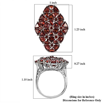 Mozambique Garnet Floral Elongated Ring in Platinum Over Sterling Silver (Size 10.0) 8.75 ctw