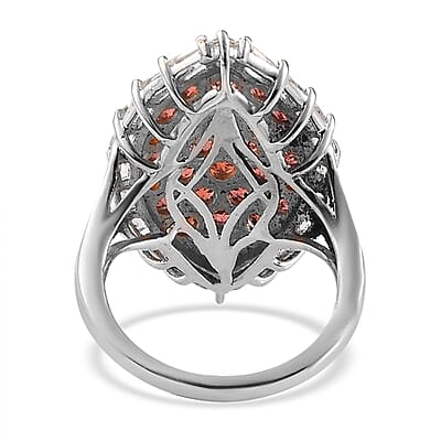 Mozambique Garnet and White Topaz Ring in Platinum Over Sterling Silver (Size 10.0) 4.15 ctw