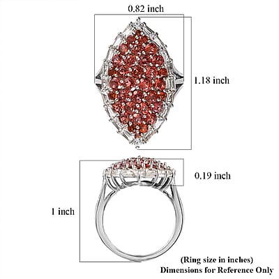 Mozambique Garnet and White Topaz Ring in Platinum Over Sterling Silver (Size 10.0) 4.15 ctw