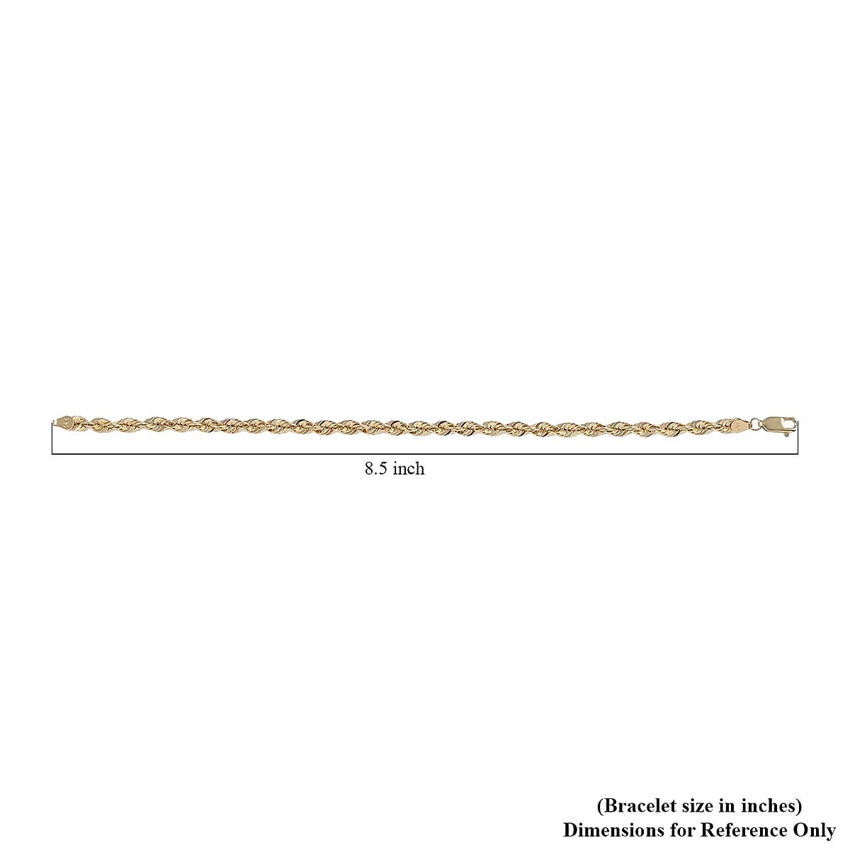 10K Yellow Gold 2.1mm Rope Chain Bracelet (8.00 In) (1.20 g) image number 4