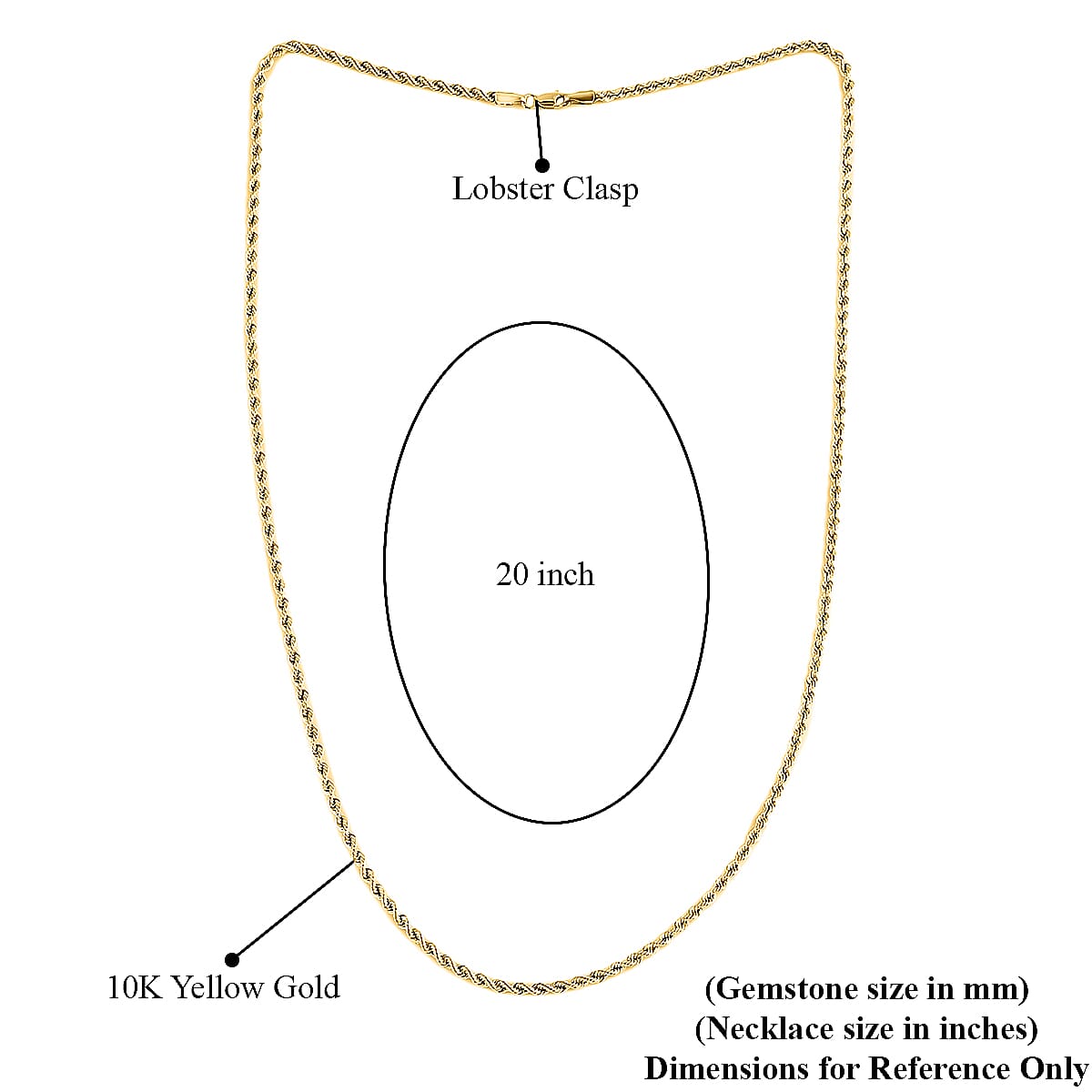 Buy 10K Yellow Gold 1.90mm Quint Rope Chain Necklace 20 Inches 2 Grams